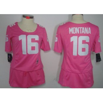 Nike San Francisco 49ers #16 Joe Montana Breast Cancer Awareness Pink Womens Jersey