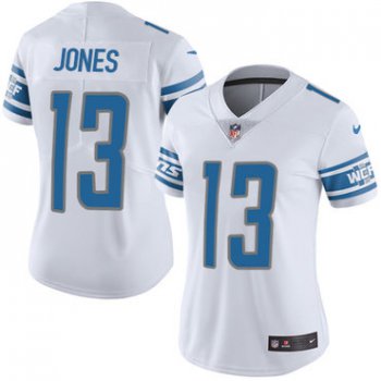 Women's Nike Detroit Lions #13 T.J. Jones White Stitched NFL Vapor Untouchable Limited Jersey