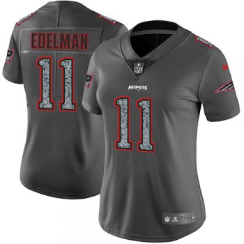 Women's Nike New England Patriots #11 Julian Edelman Gray Static NFL Vapor Untouchable Game Jersey
