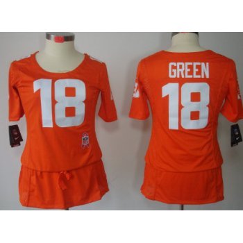 Nike Cincinnati Bengals #18 A.J. Green Breast Cancer Awareness Orange Womens Jersey