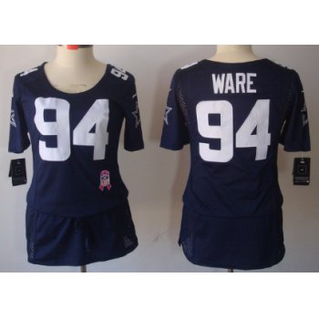Nike Dallas Cowboys #94 DeMarcus Ware Breast Cancer Awareness Navy Blue Womens Jersey