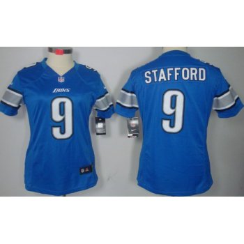Nike Detroit Lions #9 Matthew Stafford Light Blue Limited Womens Jersey
