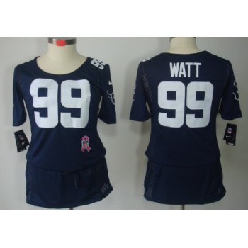 Nike Houston Texans #99 J.J. Watt Breast Cancer Awareness Navy Blue Womens Jersey