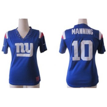 Nike New York Giants #10 Eli Manning 2012 Blue Womens Field Flirt Fashion Jersey