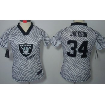 Nike Oakland Raiders #34 Bo Jackson 2012 Womens Zebra Fashion Jersey