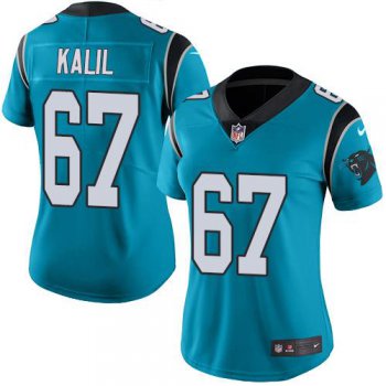 Nike Panthers #67 Ryan Kalil Blue Women's Stitched NFL Limited Rush Jersey