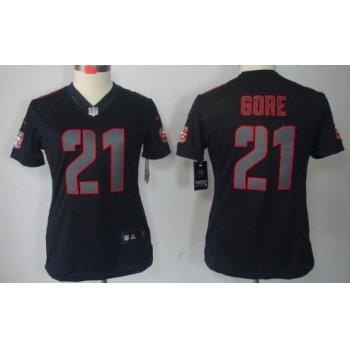 Nike San Francisco 49ers #21 Frank Gore Black Impact Limited Womens Jersey