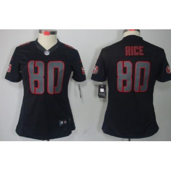 Nike San Francisco 49ers #80 Jerry Rice Black Impact Limited Womens Jersey