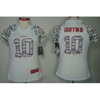 Nike Washington Redskins #10 Robert Griffin III White Womens Zebra Field Flirt Jersey