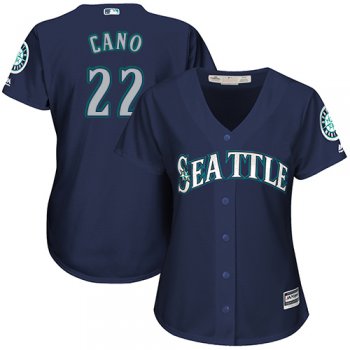 Mariners #22 Robinson Cano Navy Blue Alternate Women's Stitched Baseball Jersey