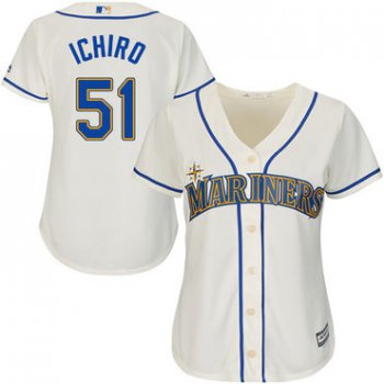 Mariners #51 Ichiro Suzuki Cream Alternate Women's Stitched Baseball Jersey