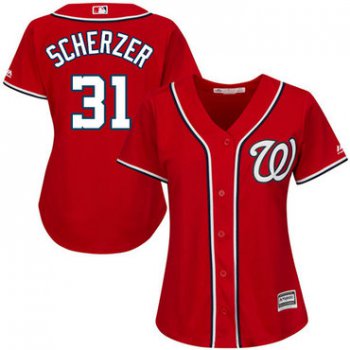 Nationals #31 Max Scherzer Red Alternate Women's Stitched Baseball Jersey