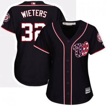 Nationals #32 Matt Wieters Navy Blue Alternate Women's Stitched Baseball Jersey