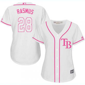 Rays #28 Colby Rasmus White Pink Fashion Women's Stitched Baseball Jersey