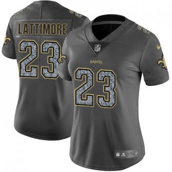 Women's Nike New Orleans Saints #23 Marshon Lattimore Gray Static NFL Vapor Untouchable Game Jersey