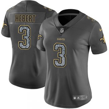 Women's Nike New Orleans Saints #3 Bobby Hebert Gray Static NFL Vapor Untouchable Game Jersey