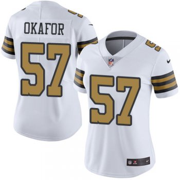 Women's Nike New Orleans Saints #57 Alex Okafor White Stitched NFL Limited Rush Jersey