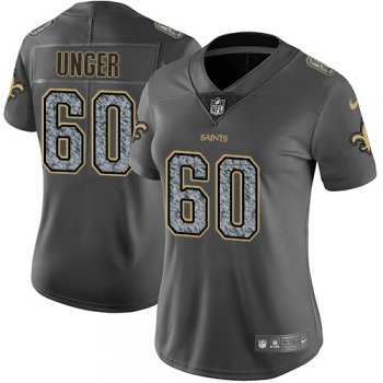 Women's Nike New Orleans Saints #60 Max Unger Gray Static Stitched NFL Vapor Untouchable Limited Jersey
