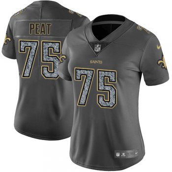 Women's Nike New Orleans Saints #75 Andrus Peat Gray Static Stitched NFL Vapor Untouchable Limited Jersey