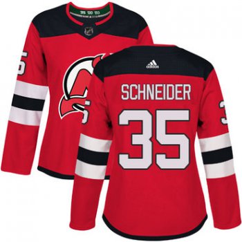 Adidas New Jersey Devils #35 Cory Schneider Red Home Authentic Women's Stitched NHL Jersey