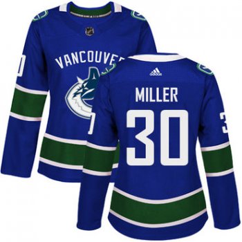 Adidas Vancouver Canucks #30 Ryan Miller Blue Home Authentic Women's Stitched NHL Jersey