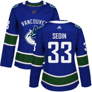 Adidas Vancouver Canucks #33 Henrik Sedin Blue Home Authentic Women's Stitched NHL Jersey