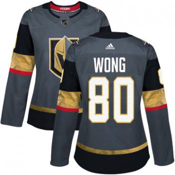 Adidas Vegas Golden Golden Knights #80 Tyler Wong Grey Home Authentic Women's Stitched NHL Jersey