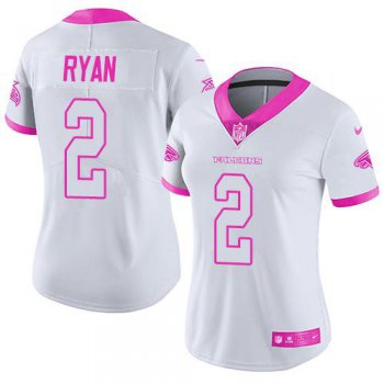 Nike Falcons #2 Matt Ryan White Pink Women's Stitched NFL Limited Rush Fashion Jersey