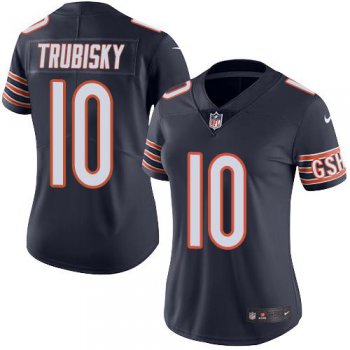 Women's Nike Chicago Bears #10 Mitchell Trubisky Navy Blue Team Color Stitched NFL Vapor Untouchable Limited Jersey