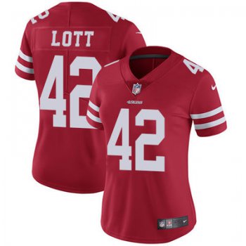 Women's Nike San Francisco 49ers #42 Ronnie Lott Red Team Color Stitched NFL Vapor Untouchable Limited Jersey