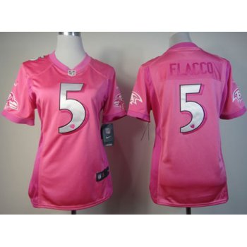 Nike Baltimore Ravens #5 Joe Flacco Pink Love Womens Jersey