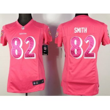 Nike Baltimore Ravens #82 Torrey Smith Pink Sweetheart Diamond Womens Jersey