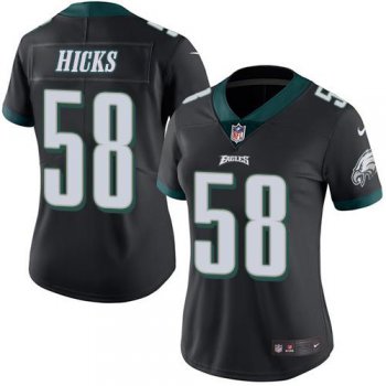 Nike Eagles #58 Jordan Hicks Black Women's Stitched NFL Limited Rush Jersey