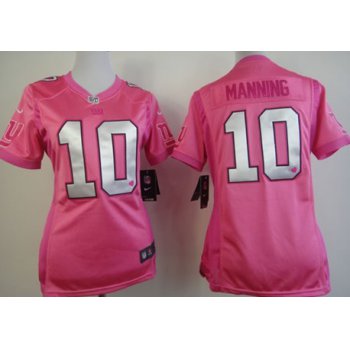 Nike New York Giants #10 Eli Manning Pink Love Womens Jersey