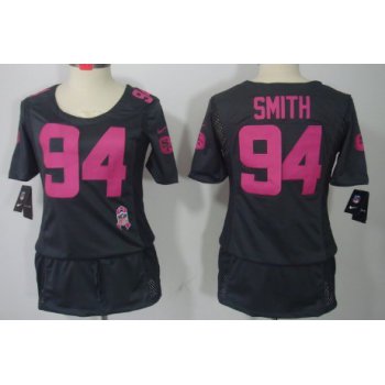 Nike San Francisco 49ers #94 Justin Smith Breast Cancer Awareness Gray Womens Jersey