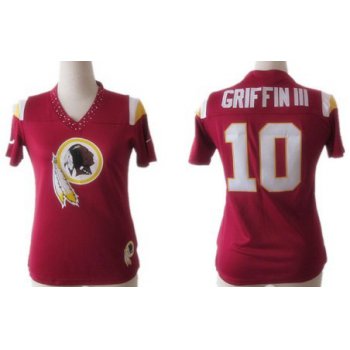 Nike Washington Redskins #10 Robert Griffin III 2012 Red Womens Field Flirt Fashion Jersey