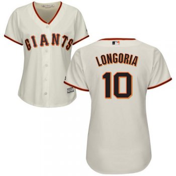 Giants #10 Evan Longoria Cream Home Women's Stitched Baseball Jersey