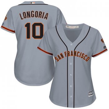 Giants #10 Evan Longoria Grey Road Women's Stitched Baseball Jersey