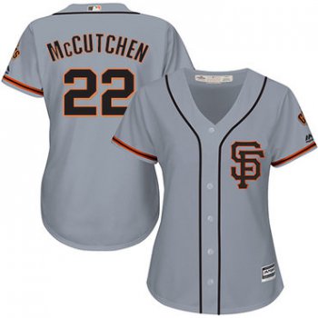 Giants #22 Andrew McCutchen Grey Road 2 Women's Stitched Baseball Jersey