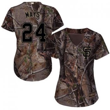Giants #24 Willie Mays Camo Realtree Collection Cool Base Women's Stitched Baseball Jersey