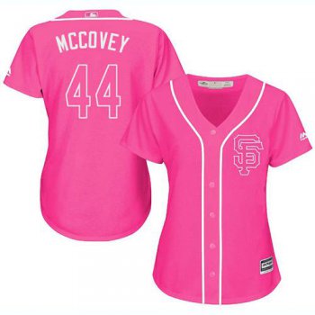 Giants #44 Willie McCovey Pink Fashion Women's Stitched Baseball Jersey