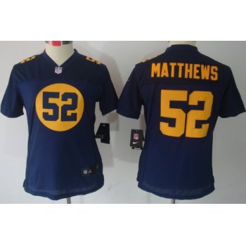 Nike Green Bay Packers #52 Clay Matthews Navy Blue Limited Womens Jersey