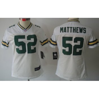 Nike Green Bay Packers #52 Clay Matthews White Limited Womens Jersey