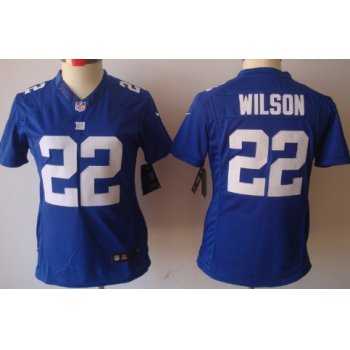 Nike New York Giants #22 David Wilson Blue Limited Womens Jersey