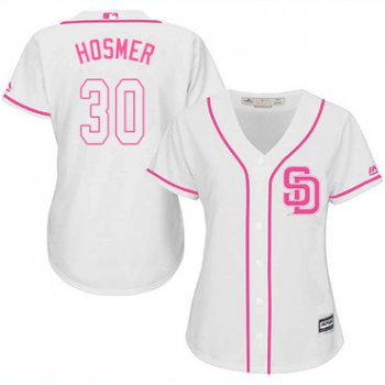 Padres #30 Eric Hosmer White Pink Fashion Women's Stitched Baseball Jersey