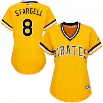 Pirates #8 Willie Stargell Gold Alternate Women's Stitched Baseball Jersey