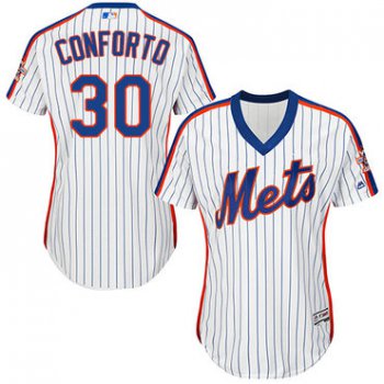 Mets #30 Michael Conforto White(Blue Strip) Alternate Women's Stitched Baseball Jersey
