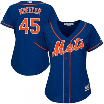 Mets #45 Zack Wheeler Blue Alternate Women's Stitched Baseball Jersey