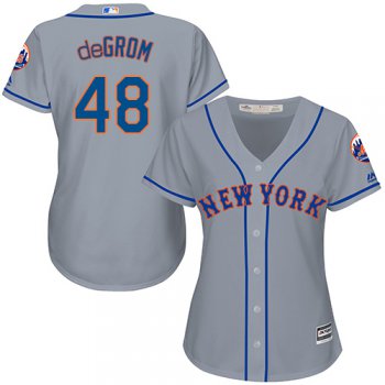 Mets #48 Jacob deGrom Grey Road Women's Stitched Baseball Jersey