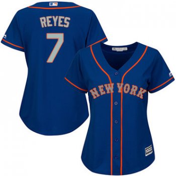 Mets #7 Jose Reyes Blue(Grey NO.) Alternate Women's Stitched Baseball Jersey
